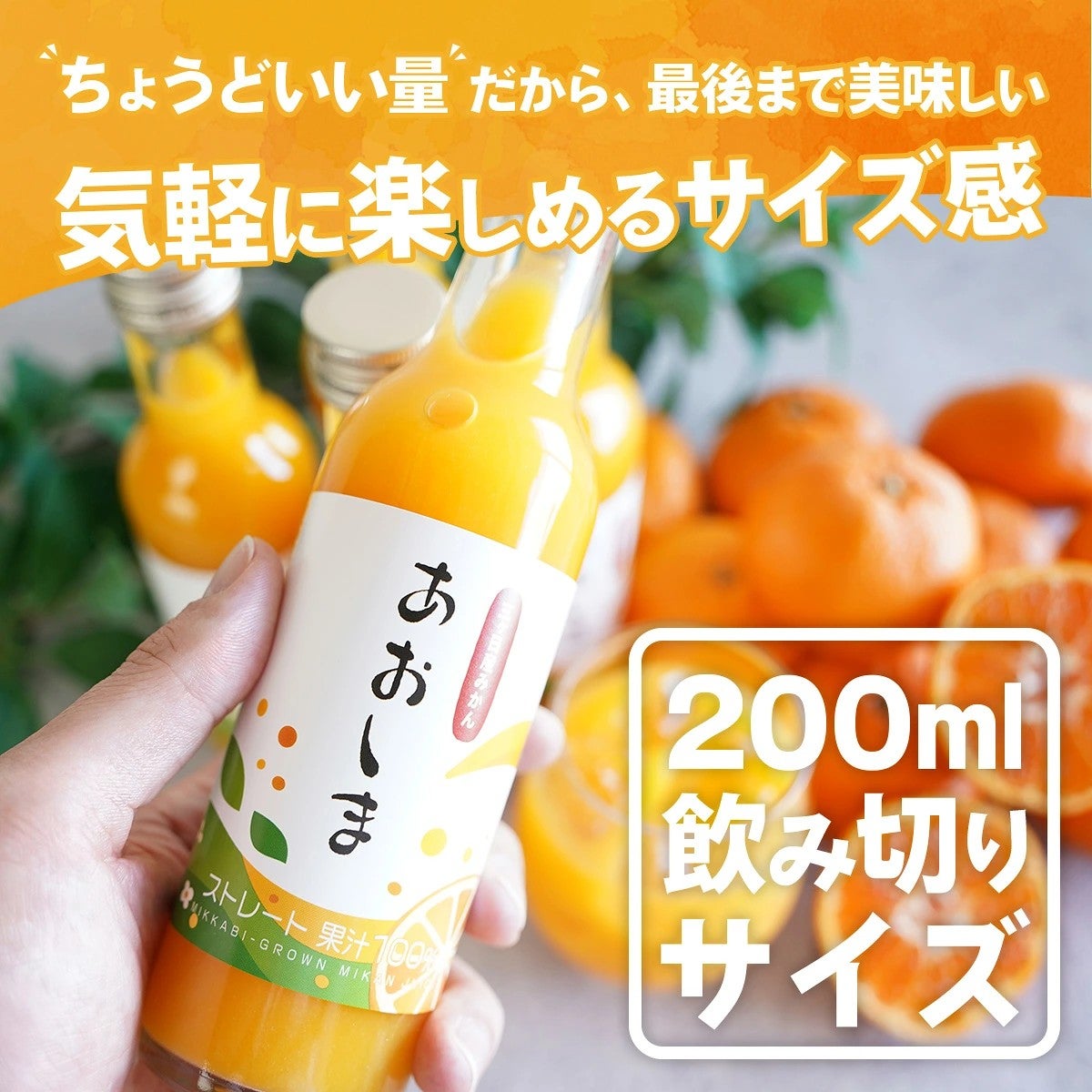 気軽に楽しめるサイズ感の三ヶ日みかんジュース